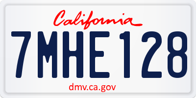 CA license plate 7MHE128