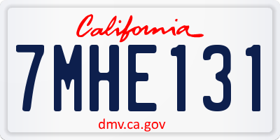 CA license plate 7MHE131