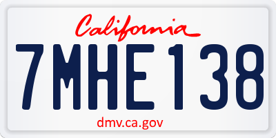 CA license plate 7MHE138