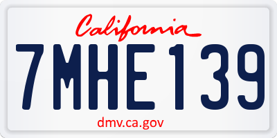 CA license plate 7MHE139