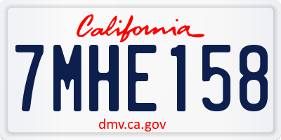 CA license plate 7MHE158