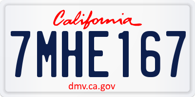 CA license plate 7MHE167