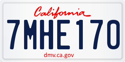 CA license plate 7MHE170