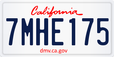 CA license plate 7MHE175