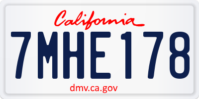 CA license plate 7MHE178