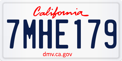 CA license plate 7MHE179