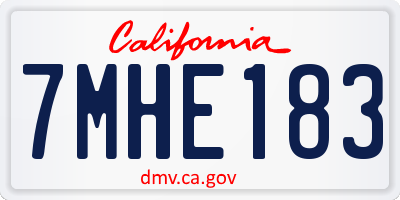 CA license plate 7MHE183