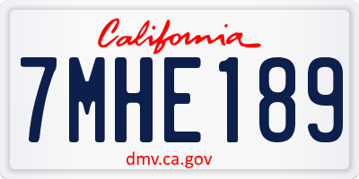 CA license plate 7MHE189