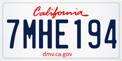 CA license plate 7MHE194