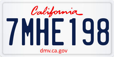 CA license plate 7MHE198