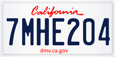 CA license plate 7MHE204