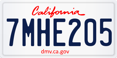 CA license plate 7MHE205