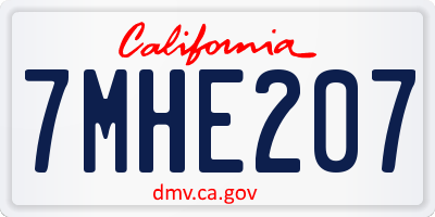 CA license plate 7MHE207