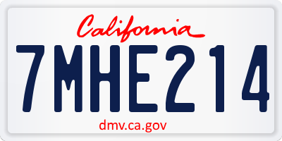 CA license plate 7MHE214
