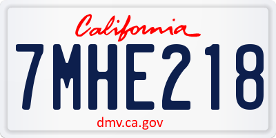 CA license plate 7MHE218