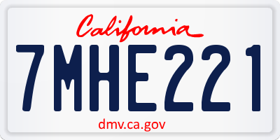 CA license plate 7MHE221