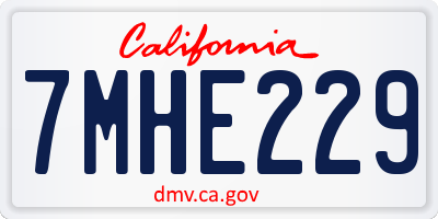 CA license plate 7MHE229