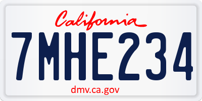 CA license plate 7MHE234