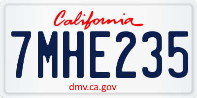 CA license plate 7MHE235