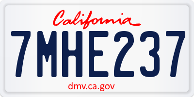 CA license plate 7MHE237