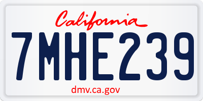 CA license plate 7MHE239