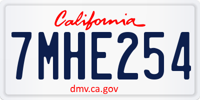 CA license plate 7MHE254