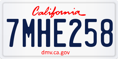 CA license plate 7MHE258