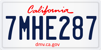 CA license plate 7MHE287