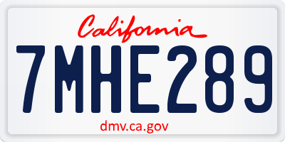 CA license plate 7MHE289