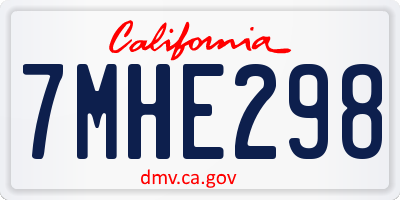 CA license plate 7MHE298
