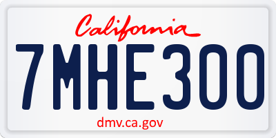 CA license plate 7MHE300