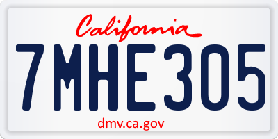 CA license plate 7MHE305