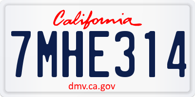 CA license plate 7MHE314