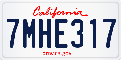 CA license plate 7MHE317