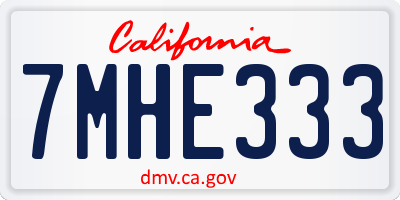 CA license plate 7MHE333