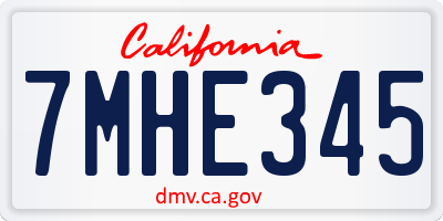 CA license plate 7MHE345