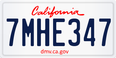 CA license plate 7MHE347