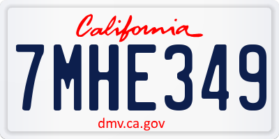 CA license plate 7MHE349