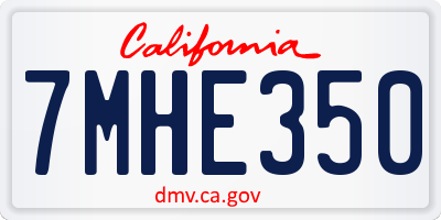 CA license plate 7MHE350