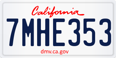 CA license plate 7MHE353