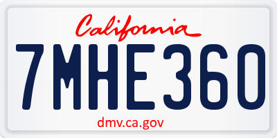 CA license plate 7MHE360