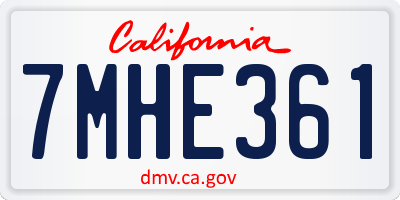 CA license plate 7MHE361