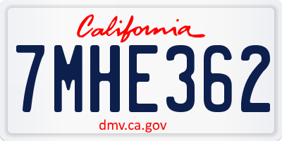 CA license plate 7MHE362