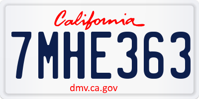 CA license plate 7MHE363