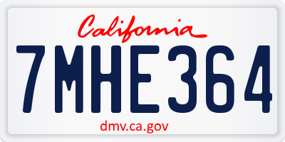 CA license plate 7MHE364