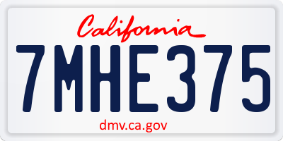 CA license plate 7MHE375