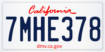 CA license plate 7MHE378