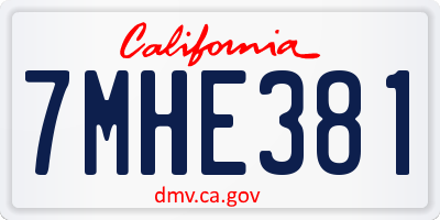 CA license plate 7MHE381