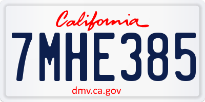 CA license plate 7MHE385