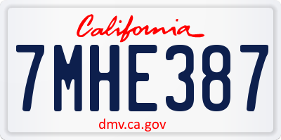 CA license plate 7MHE387